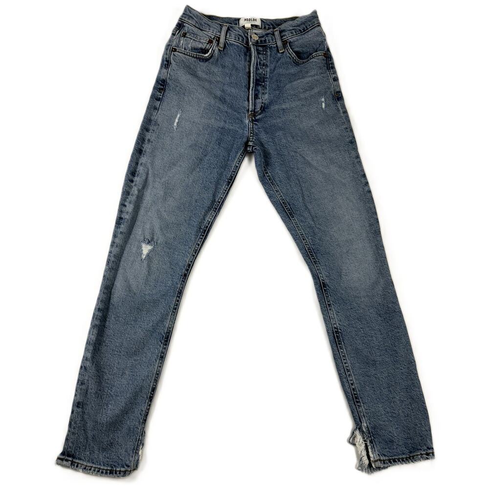 AGOLDE Nico High Rise Jeans SZ 24 Slim Fit Organic Denim Button Fly